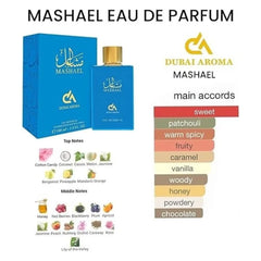 Mashael Dubai Aroma Eau de Parfum 100ml | Unisex Oriental Fragrance with Peach & Sandalwood