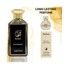Bara Eau de Parfum 100ml | Unisex Fragrance with Cognac, Vanilla & Sandalwood by Adyan