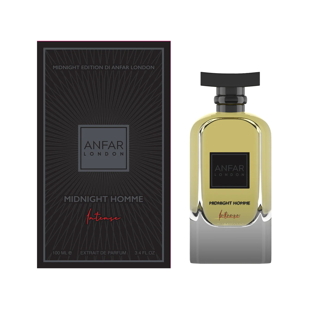 Midnight Homme Intense Extrait de Parfum 100ml | Luxury Oriental Woody Fragrance for Men by Anfar London