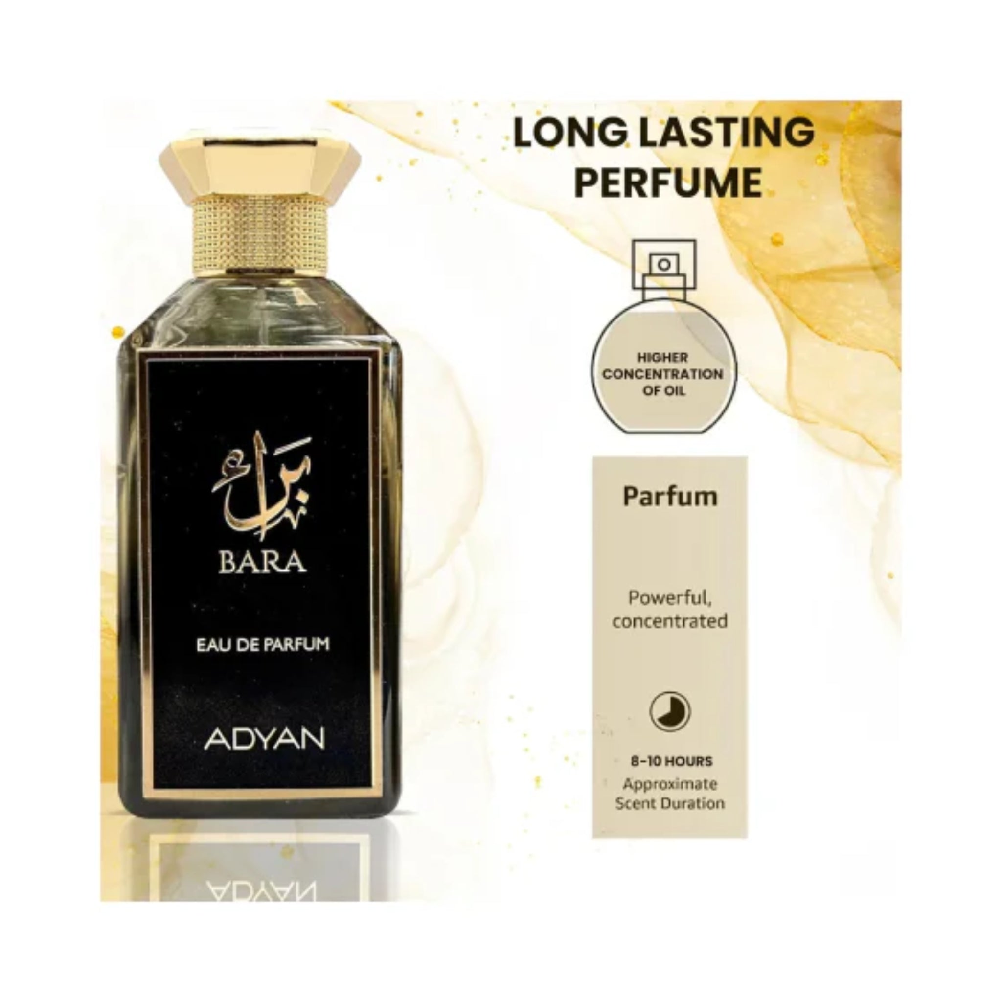 Bara Eau de Parfum 100ml | Unisex Fragrance with Cognac, Vanilla & Sandalwood by Adyan